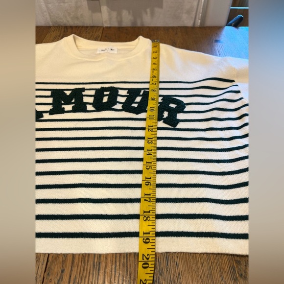 INDIE + MOI – Cropped Sweater “AMOUR” with Forest Green Stripes Size S (T1) - Picture 7 of 7